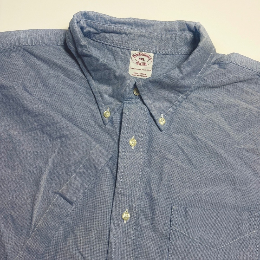 Brooks Brothers Blue Oxford  Mens XXL Cotton Short Sleeve Button Down Shirt